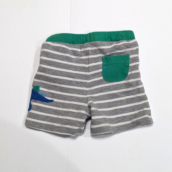 Baby Boden Shorts Boys Size 6-12m Gray Stripe Dinosaur Applique - Picture 4 of 5